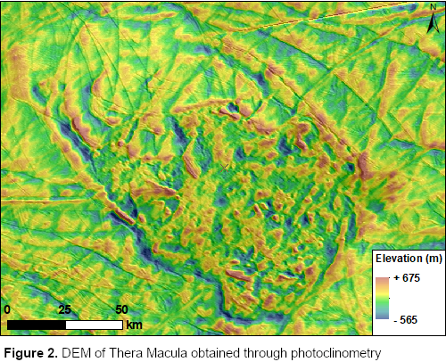 Figure 2. DEM of Thera Macula obtained through photoclinometry